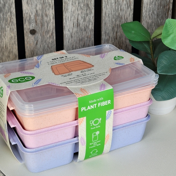 Eco-Friendly Plant Fiber Food Storage Containers - Pink Orange Purple - Picture 10 of 13